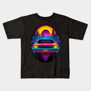 Neon Retro Car Kids T-Shirt